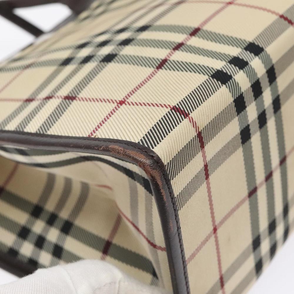 BURBERRY Nova Check Hand Bag Nylon Leather Beige Silver Auth ac3586 - Picture 15 of 16